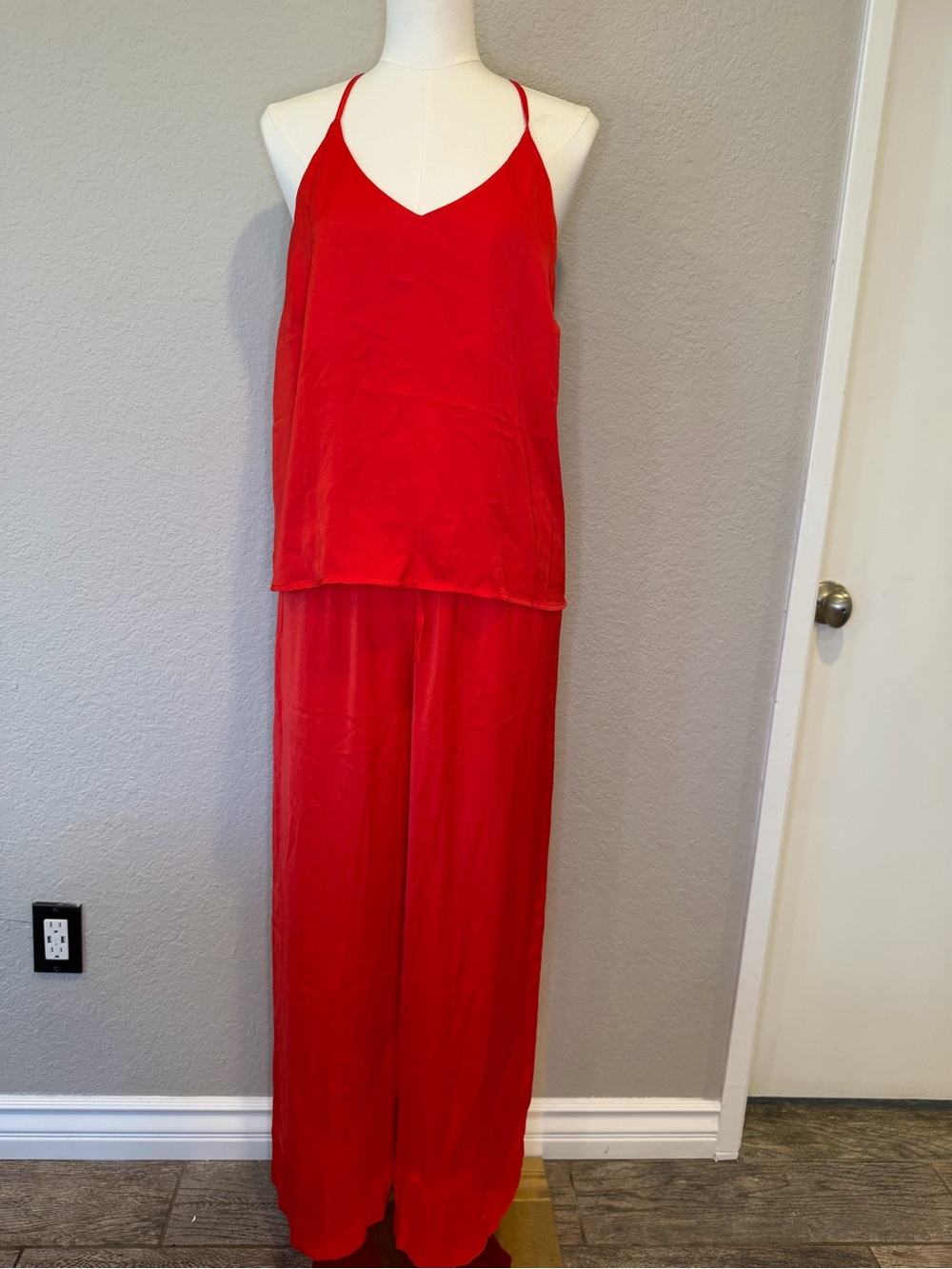 Lulus Bring Me a Dream Red Satin Wide Leg Pajama Set | M